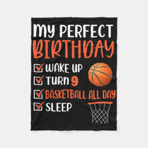 9 Year Old Bysketbyll Birthday Party 9th Boy Bday  Fleece Blanket