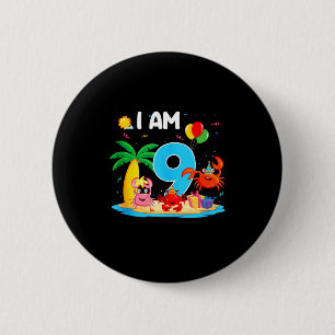 9 year old crab lover 9th crab theme beach summer 6 cm round badge