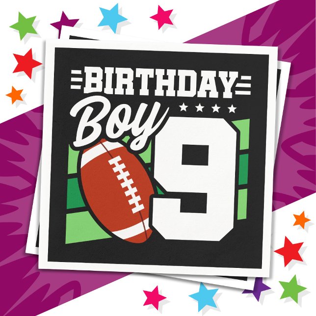 9 Year Old Football Party Theme 9th Birthday Boy Napkin (Creator Uploaded)