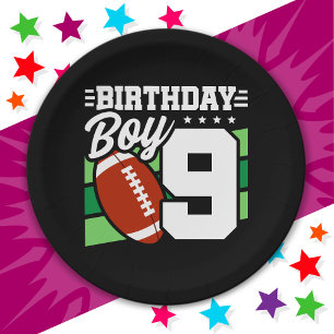 9 Year Old Football Party Theme 9th Birthday Boy Paper Plate