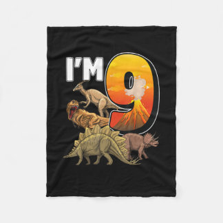 9 Year Old Gifts 9th Birthday Boy Rawr I'm 9 T Rex Fleece Blanket