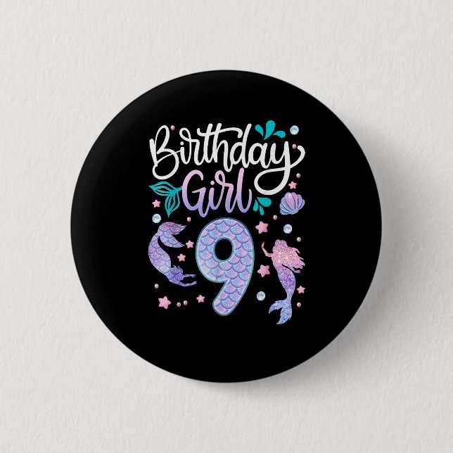 9 Year Old Gifts Birthday Girl Kids 9th Birthday M 6 Cm Round Badge (Front)