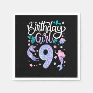 9 Year Old Gifts Birthday Girl Kids 9th Birthday M Napkin