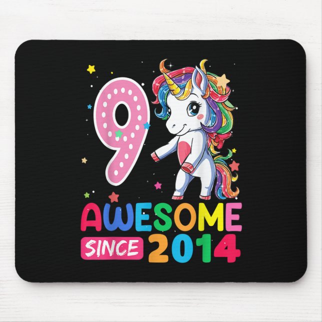 9 Year Old Gifts Girls Teens Flossing Unicorn 9th  Mouse Pad (Front)