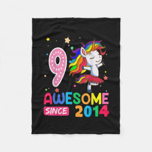 9 Year Old Gifts Girls Teens Funny Unicorn 9th Bir Fleece Blanket