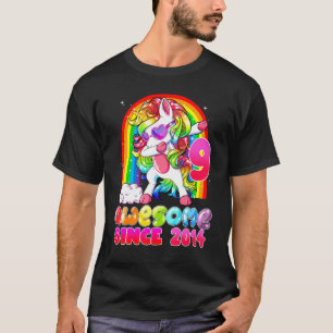 9 Year Old Girls Teens Dabbing Unicorn 9th Birth T-Shirt