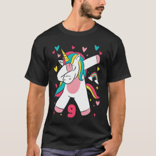 9 Year Old Girls Teens Dabbing Unicorn 9th Birthd T-Shirt