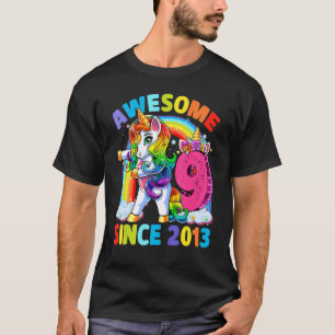 9 Year Old  Girls Teens Flossing Unicorn 9th Birth T-Shirt