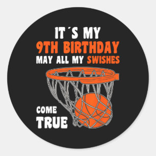 9 Year Old Happy 9th Birthday Basketball 9th Birth Classic Round Sticker