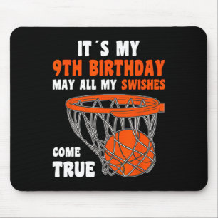 9 Year Old Happy 9th Birthday Basketball 9th Birth Mouse Pad