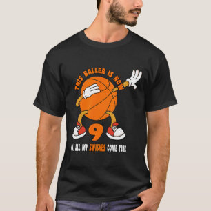 9 Year Old Happy 9th Birthday Basketball 9th Birth T-Shirt