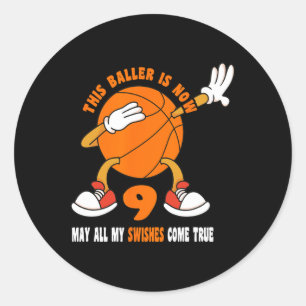 9 Year Old Happy 9th Birthday Bysketbyll 9th Birth Classic Round Sticker