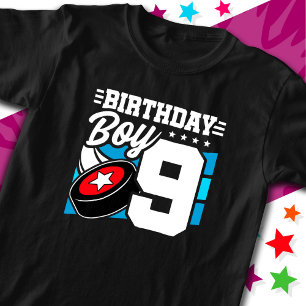 9 Year Old Hockey Party Theme 9th Birthday Boy T-Shirt