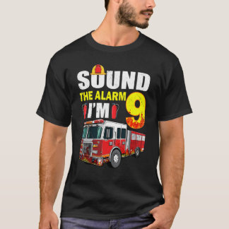 9 Year Old It's My 9th Birthday Boy Fire Truck Fir T-Shirt