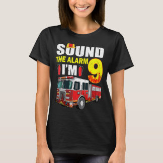 9 Year Old It's My 9th Birthday Boy Fire Truck Fir T-Shirt