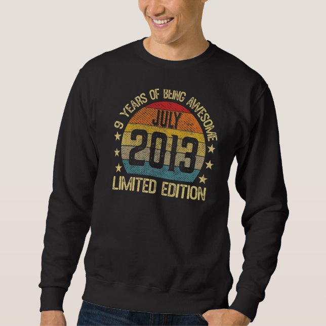 9 Year Old  July 2013  9th Birthday Sweatshirt (Front)