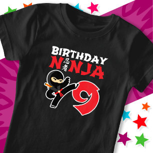 9 Year Old Karate Ninja Party Kids 9th Birthday T-Shirt