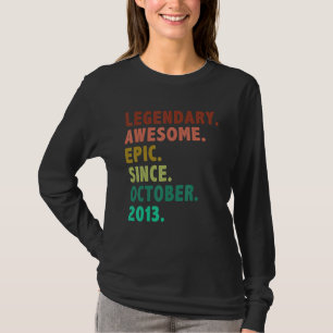 9 Year Old Legend Since October 2013 9th Birthday T-Shirt