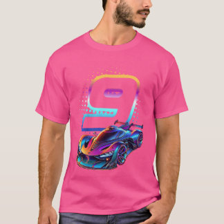 9 Year Old Race 9th Birthday Futuristic Racing Rac T-Shirt