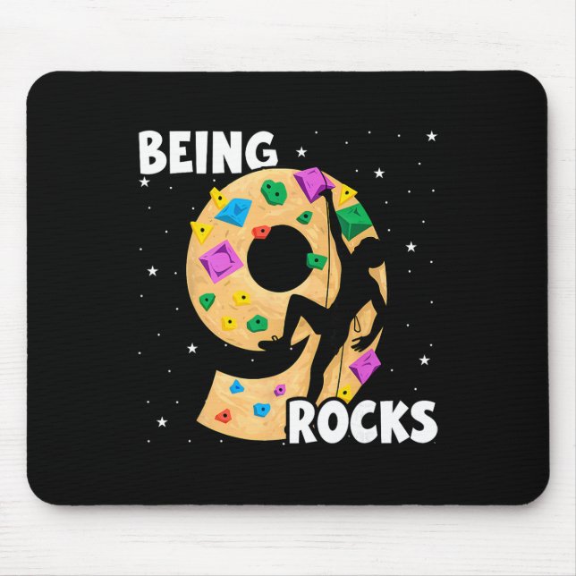 9 Year Old Rock Climbing 9th Birthday Adventures C Mouse Pad (Front)