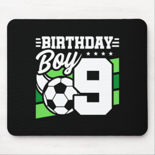 9 Year Old Soccer Football Party 9th Birthday Boy  Mouse Pad
