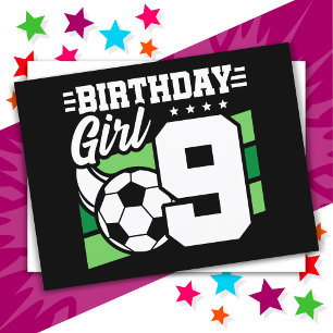9 Year Old Soccer Football Party 9th Birthday Girl Postcard