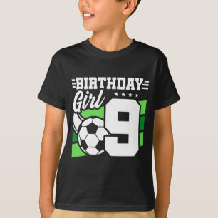 9 Year Old Soccer Football Party 9th Birthday Girl T-Shirt