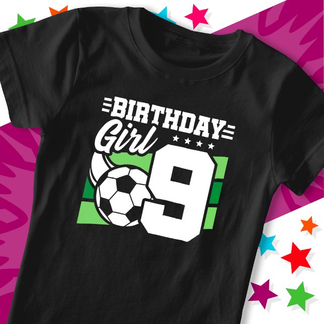 9 Year Old Soccer Football Party 9th Birthday Girl T-Shirt (Creator Uploaded)