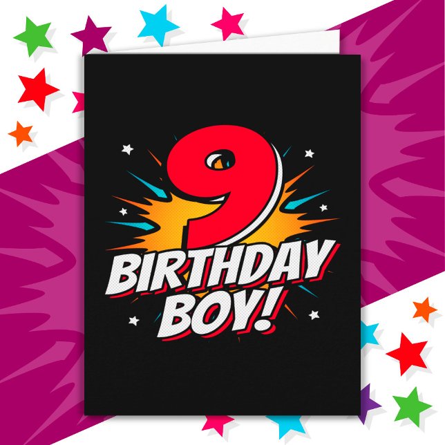 9 Year Old Superhero Birthday Boy 9th Birthday Card (Creator Uploaded)