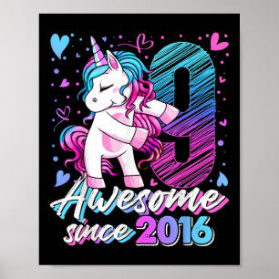 9 Year Old Unicorn Gifts For Girls 9th Birthday Gi Poster