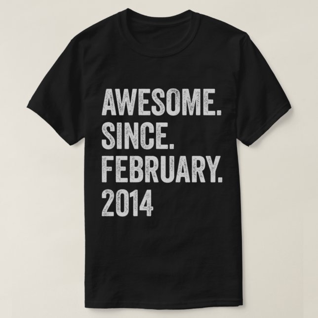9 Years Awesome Since February 2014 9th Birthday1 T-Shirt (Design Front)