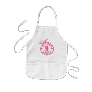 9 years - Birthday Princess - pink Kids Apron