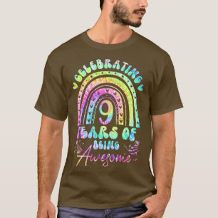 9 Years Of Being Awesome 9th Birthday Girl Tie Dye T-Shirt