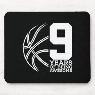 9 YEARS OF BEING AWESOME BASKETBALL 9TH BIRTHDAY MOUSE PAD