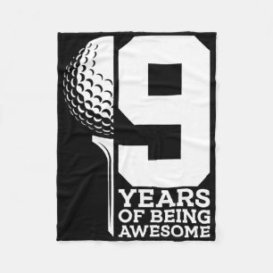 9 Years Of Being Awesome Golf 9th Birthday  Fleece Blanket