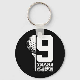 9 Years Of Being Awesome Golf 9th Birthday Key Ring