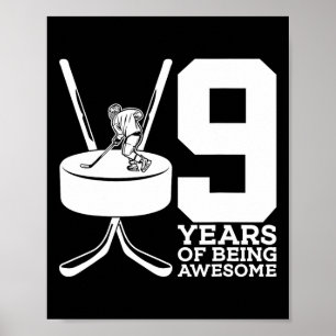 9 YEARS OF BEING AWESOME ICE HOCKEY 9TH BIRTHDAY  POSTER
