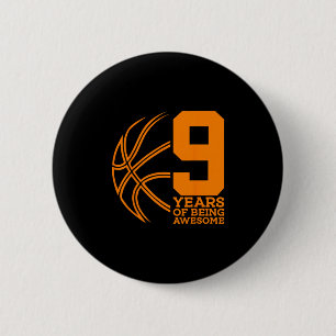 9 Years Of Being Awesome Sketll 9th Birthday 6 Cm Round Badge