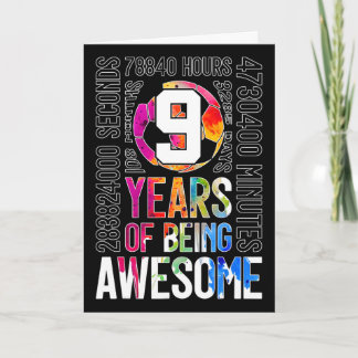 9 Years Of Being Awesome Soccer 9th Birthday  Card