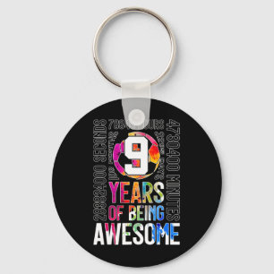 9 Years Of Being Awesome Soccer 9th Birthday Key Ring