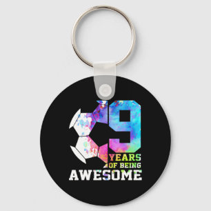 9 Years Of Being Awesome Soccer 9th Birthday Key Ring