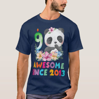 9 Years Old 9th Birthday Panda Unicorn Girl Party  T-Shirt