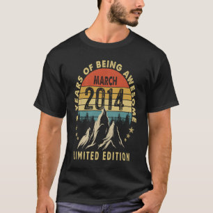 9 Years Old Awesome Since March 2014 9th Birthday T-Shirt