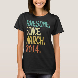 9 Years Old Awesome Since March 2014 9th Birthday T-Shirt