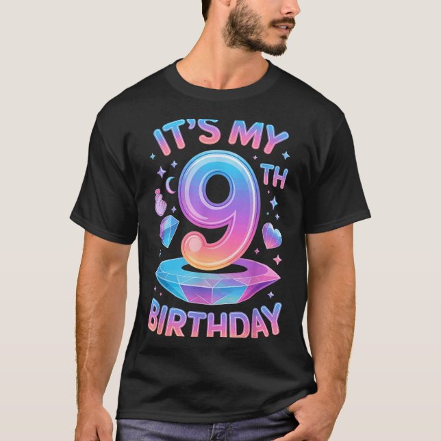9 Years Old Bday K-p Kids 9th Birthday Girls Kp Bi T-Shirt (Front)