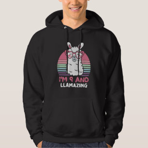 9 Years Old Bday Llamazing 9th Birthday Llama Hoodie