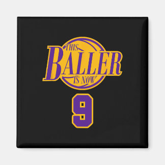 9 Years Old Birthday Basketball Baller Purple And  Magnet