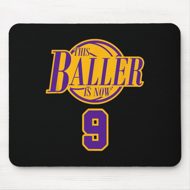 9 Years Old Birthday Basketball Baller Purple And  Mouse Pad (Front)
