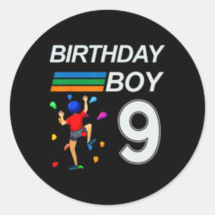 9 Years Old Birthday Bouldering Rock Climbing For Classic Round Sticker