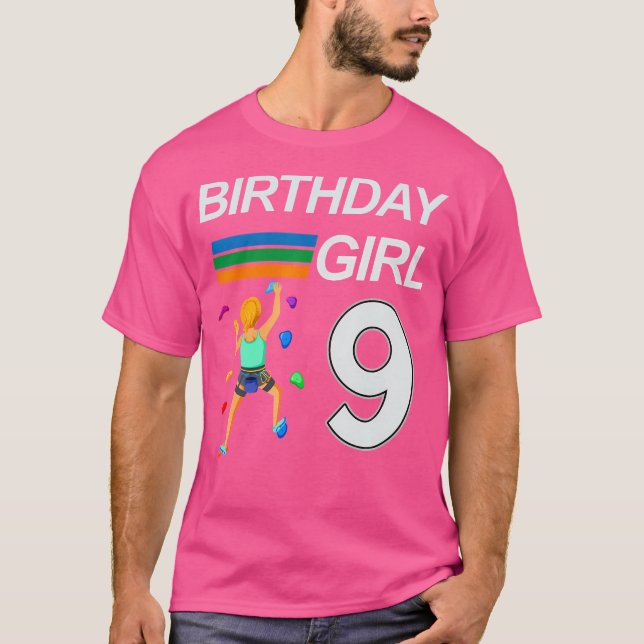 9 Years Old Birthday Bouldering Rock Climbing For  T-Shirt (Front)